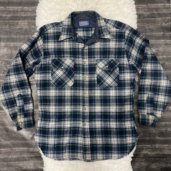Pendleton Other - VINTAGE PENDLETON MENS CAMPBELL TARTAN GREEN BLUE FLANNEL WOOL SHIRT OUTDOORS